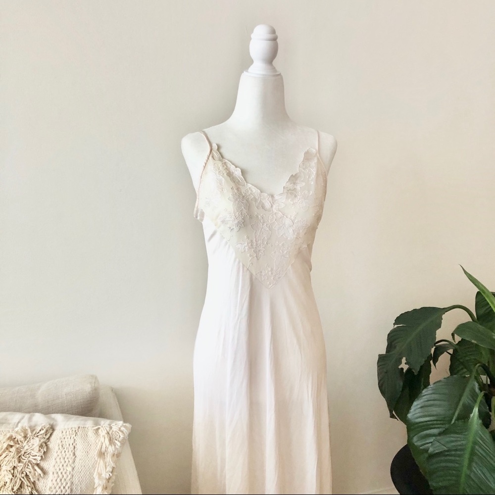 Vintage DVF White Full Length Nightgown Slip Dress